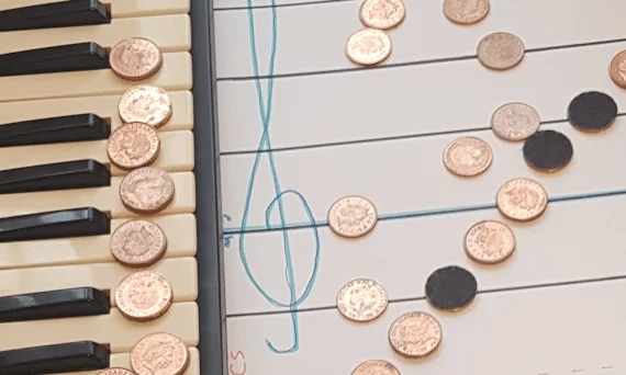 Piano notes on stave